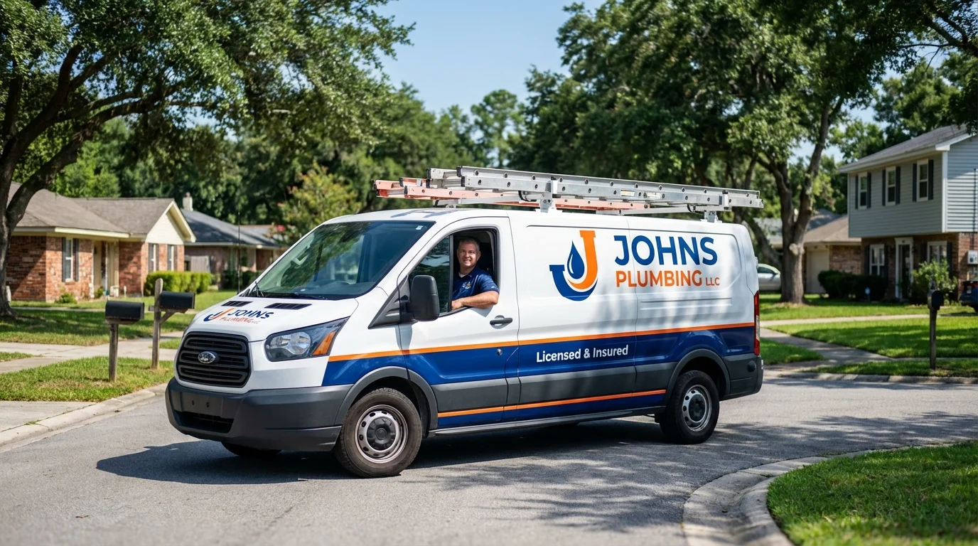 Johns Plumbing LLC service van in Greensburg, PA