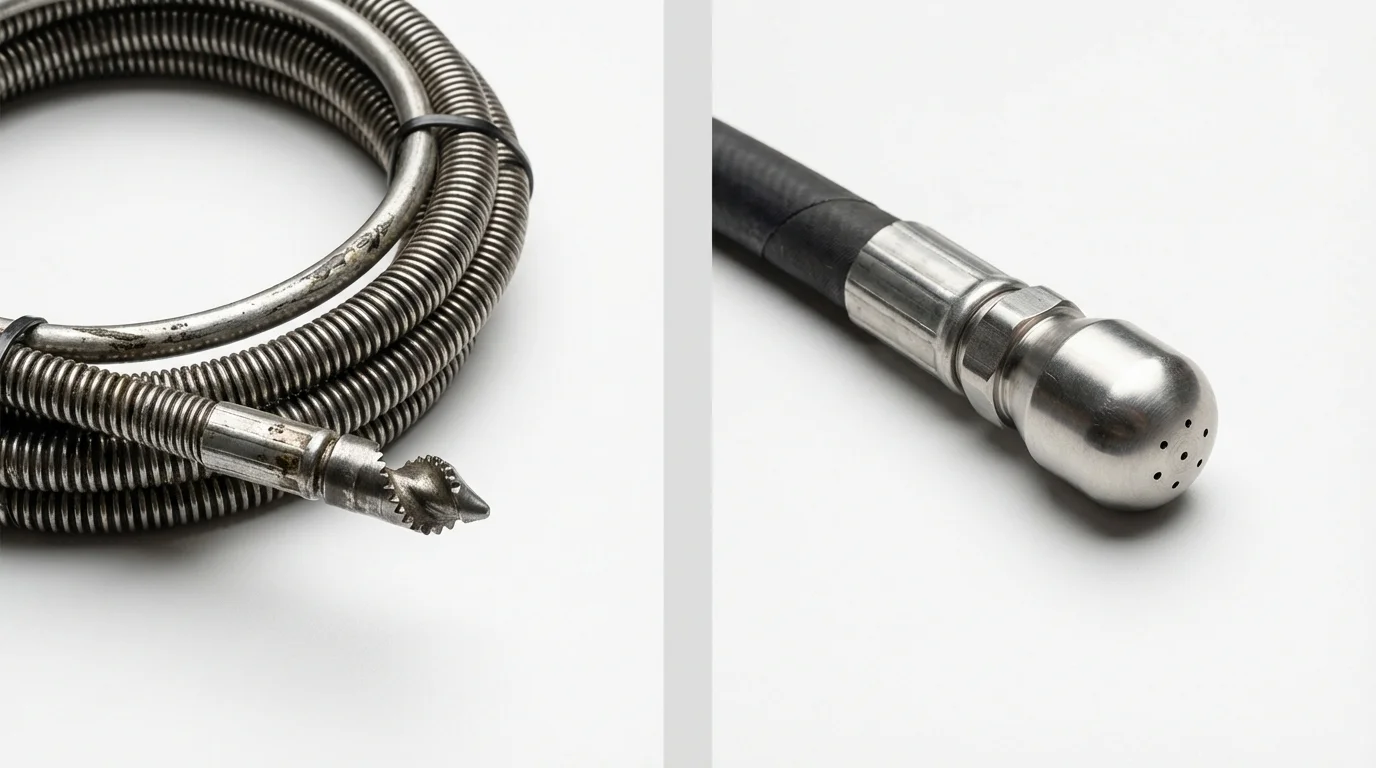 Drain snake cable and hydro jetting nozzle used for drain cleaning in Greensburg, PA